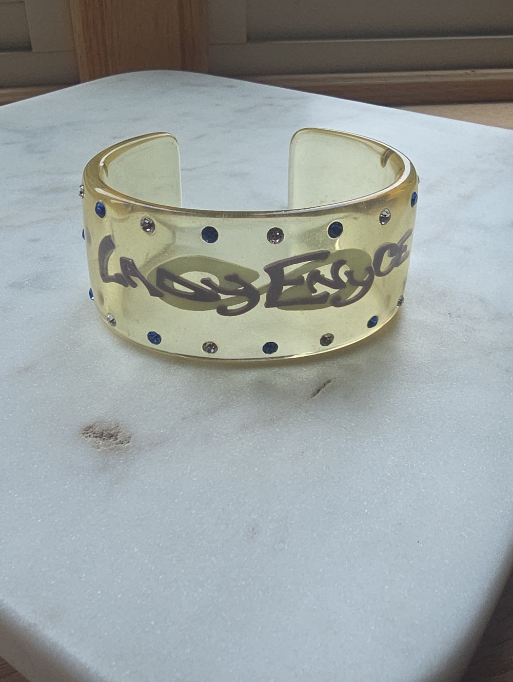 vintage Y2K Lady Enyce Lucite rhinestone cuff bracelet